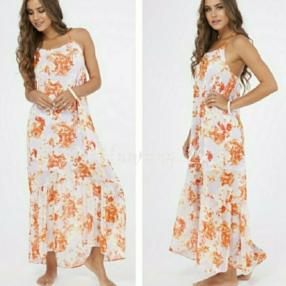 🆕LILAC FLORAL PRINT RUFFLE HEM MAXI DRESS - Picture 4 of 6